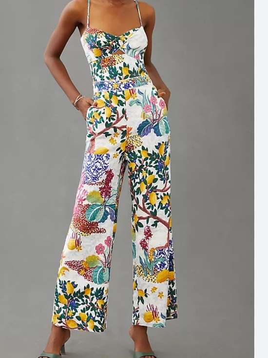 Maeve Pants - Maeve Cutout Linen Jumpsuit Anthropologie Beachy Vacation Floral Fun
